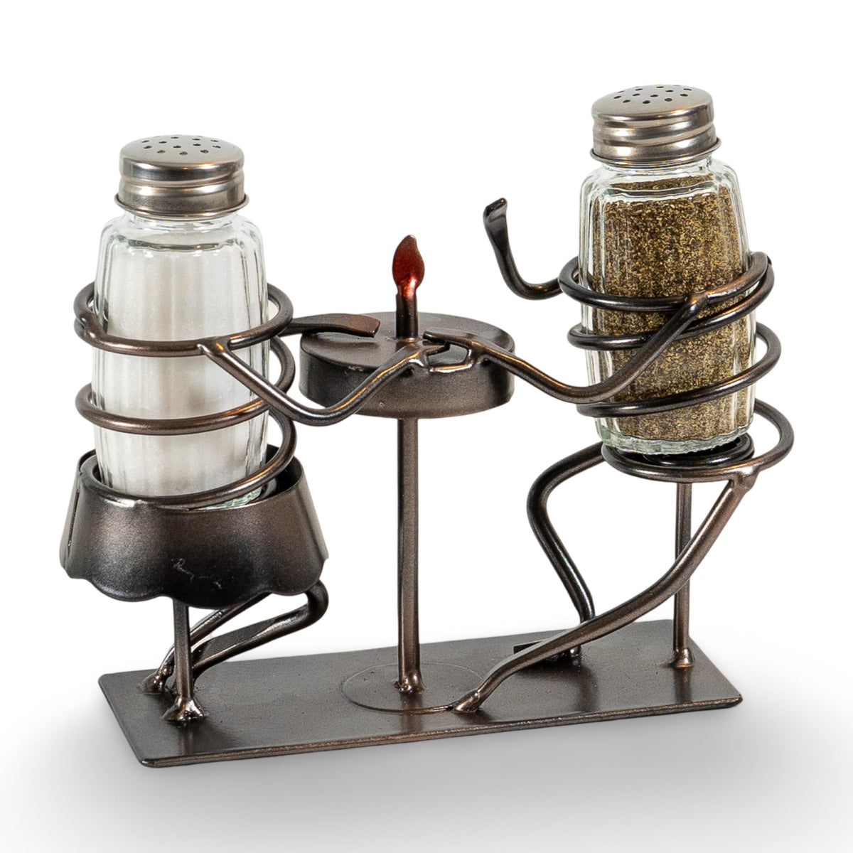 Made Easy Kit Salt and Pepper Couple Glass Shaker Set and Rack - Includes 2 Spice Jars (Couple Candlelight Table)