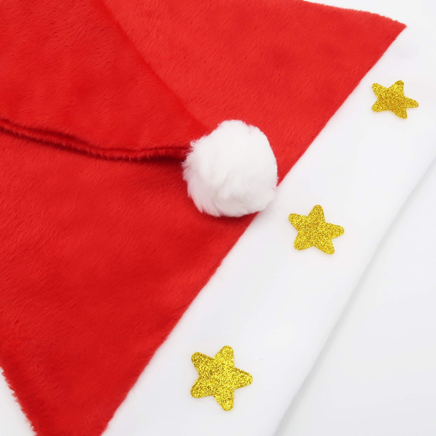 Kiddokids 12 Fancy Christmas Santa Hats with 12 Jingle Bell Necklaces Bulk for Christmas Party Favor Photo Booth; One Size Fits All.