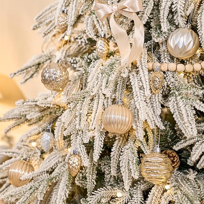 JORNOY Christmas Tree Ornaments - 2.36inch/60mm Shatterproof Ornaments for Christmas Tree Set Plastic Decorative Hanging Balls Ornaments for Xmas Tree Decorations, 40ct (Champagne)