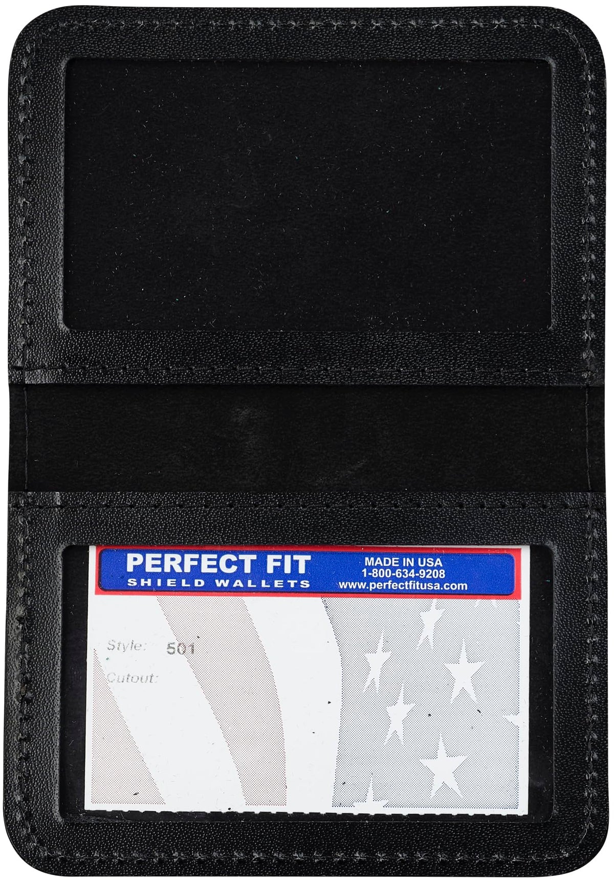 Perfect Fit Shield Wallets 2 ID Leather License Holder Bifold Double I.D. Credit Card Gun Permit Standard Card Size Slim Wallet (Black)