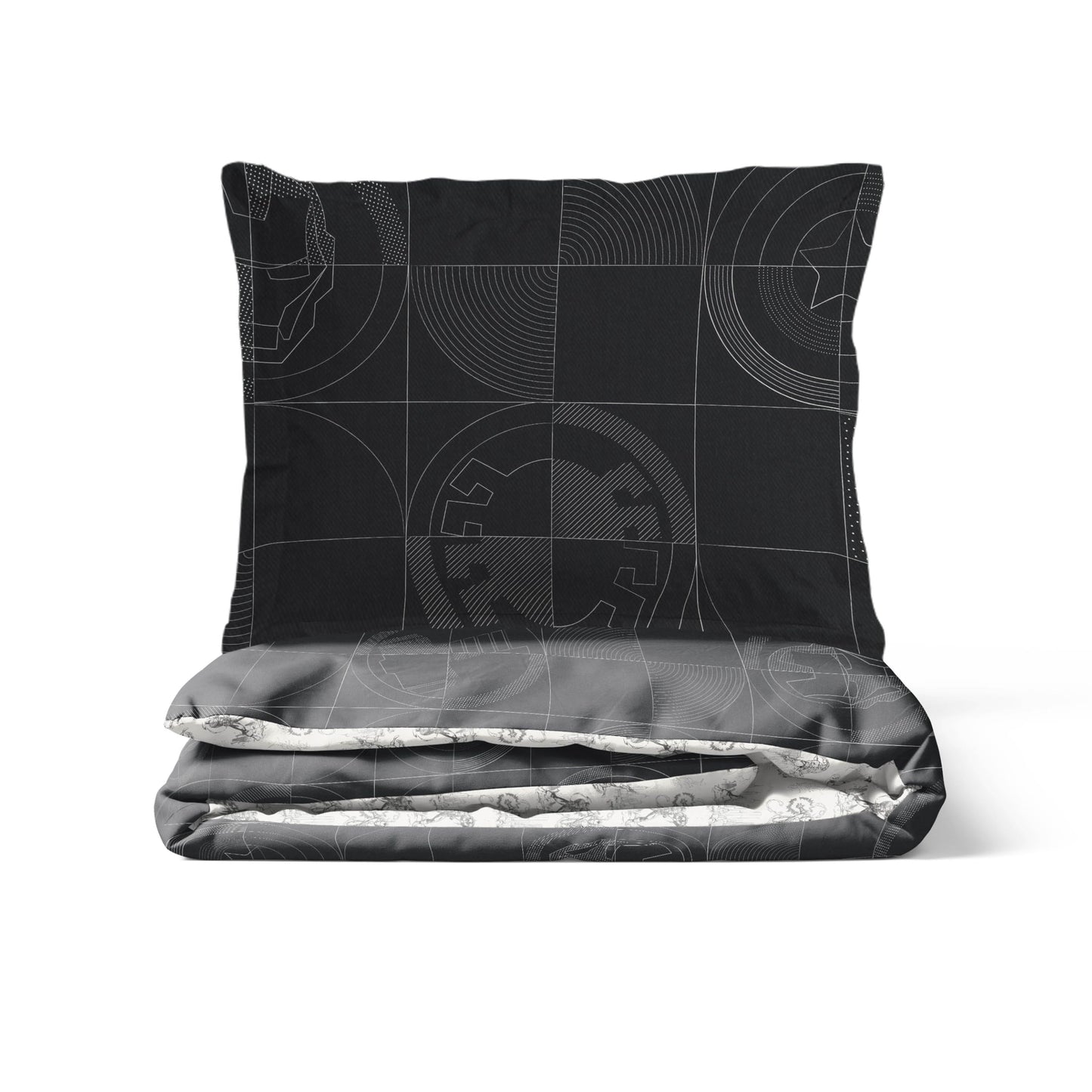 Jay Franco Kids Duvet Cover Set with Sham & Pillowcase – Ultra-Soft Bedding for Room Decor, Cover ONLY Comforter NOT Included, Black - Marvel Comics, 2 Piece Twin