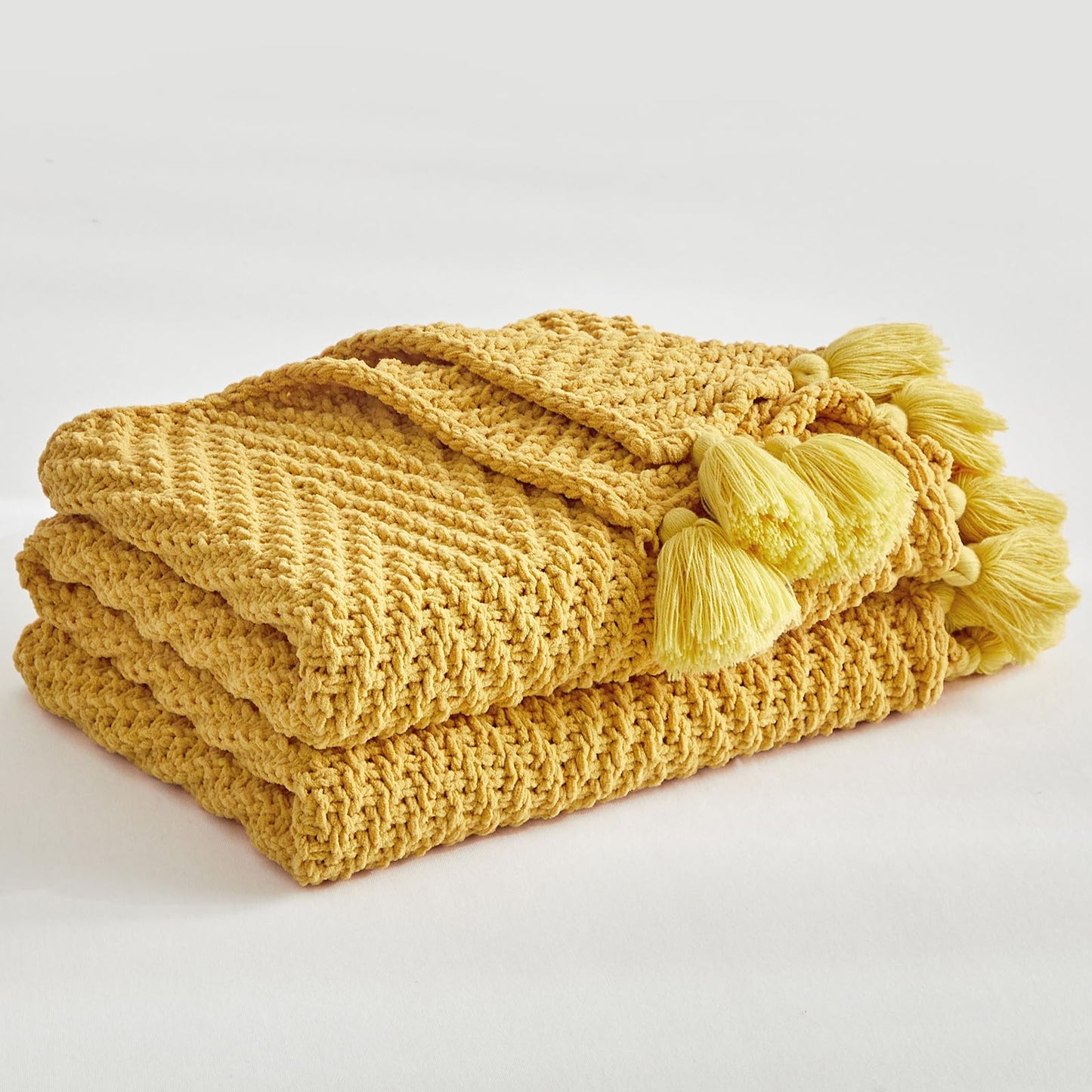 Longhui bedding Knitted Throw Blanket for Couchh, Soft, Cozy Machine Washable