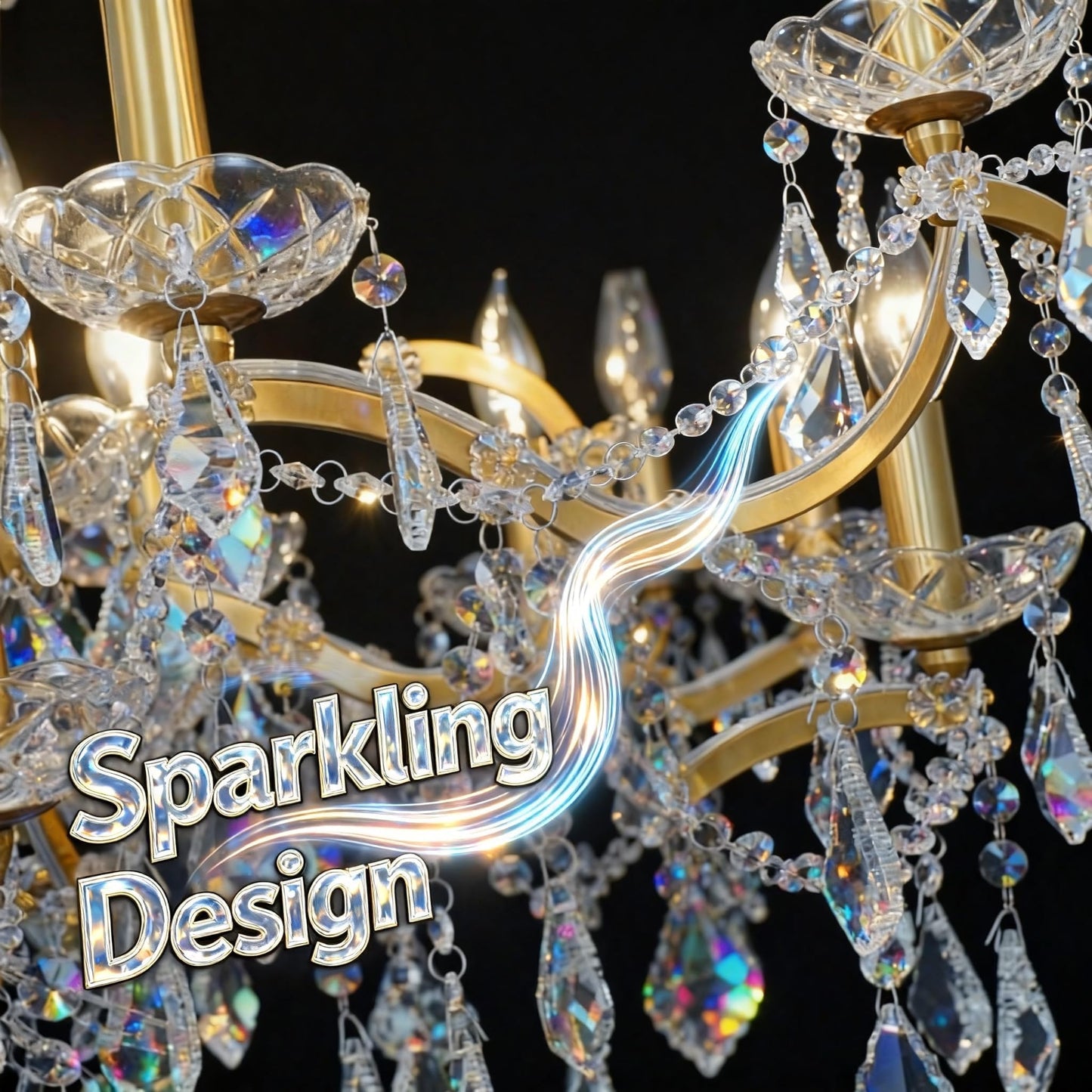 MEELIGHTING Antique Gold Crystal Chandeliers, Luxury Polished Golden Bronze Candle Pendant Ceiling Light Fixture, 15 Lights Golden Crystal Chandelier for Dining Room Living Room Bedroom Foyer