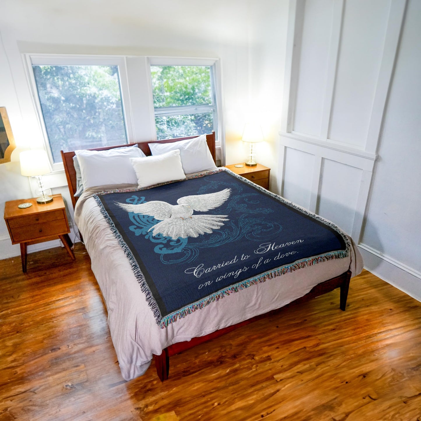 Pure Country Weavers Carried to Heaven on Wings of a Dove Blanket by Sherri Buck Baldwin - Sympathy Bereavement Gift Tapestry Throw Woven from Cotton - Made in the USA (72x54)