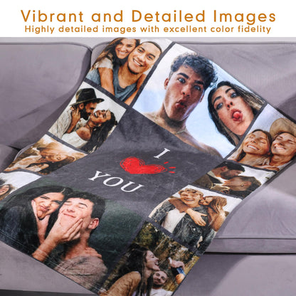 DayOfShe Custom Blanket Valentines Day Gifts for Him Her,Personalized Blankets with Photo I Love You Girlfriend Boyfriend Gifts,Valentines Blankets Couples Gifts Women Men Gifts
