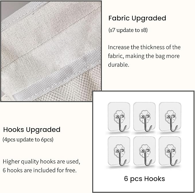 2pcs Large Wall Hanging Organizer Bag, Linen Fabric Door Hanging Storage Baskets