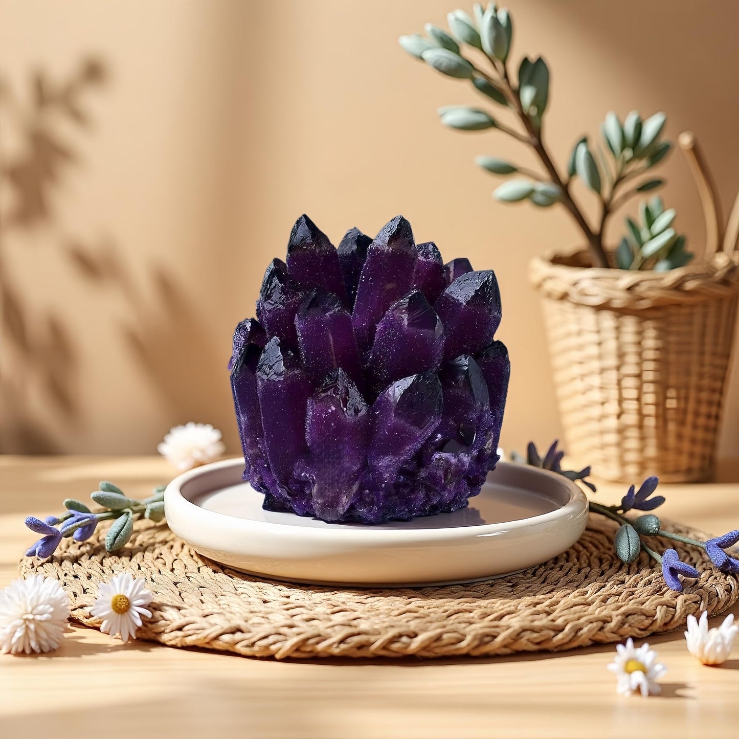DUKIZA Large Amethyst Crystal Cluster，Real Crystals ，raw Crystal Cluster， Amethyst Stone ，Large Crystals Cluster for Home Decor