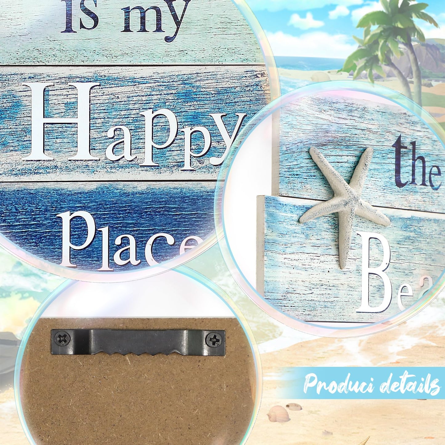 MODE HOME Coastal Wall Decor for Home, Beach Wall Art Wooden Hanging Sign with Starfish Element, Perfect Beach Themed Room Decor and Ocean Decor for Bathroom Bedroom Coastal Living Spaces 11.5" x 17"