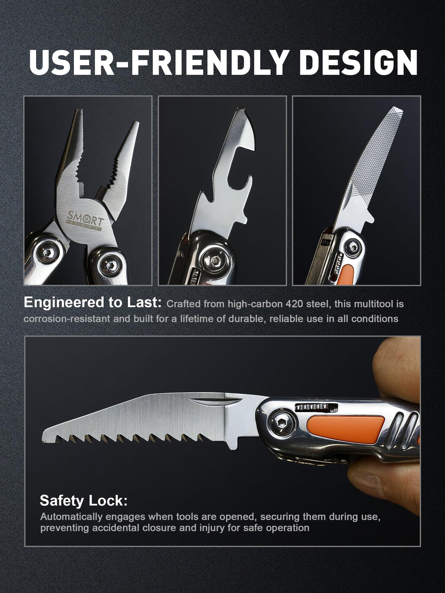 SMART JERRY 14-in-1 Multitool Pliers with Gift Box & Sheath | Premium Self-Locking Foldable Multi Tool for DIY, Camping, EDC | Stainless Steel Pocket Knife | Ideal Gifts for Men, Dad, Husband
