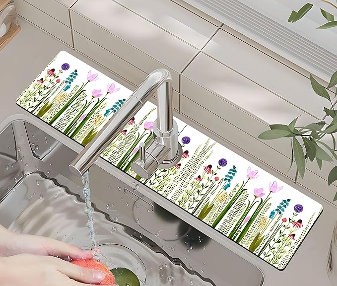 Kitchen Sink Splash Guard Faucet Mat -1 PC Super Absorbent Fast Drying Mat Sink
