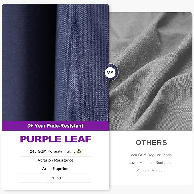 PURPLE LEAF 10 Feet Patio Umbrella with Base Outdoor Patio Solar Powered LED Swivel Square Umbrella Aluminum Offset Umbrella with 360-degree Rotation for Garden Deck Pool Patio, Navy Blue