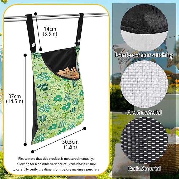 Clothes Pin Hanging Bag with Hanging Rope 14.5 X 12 Inch Clothespin Bag