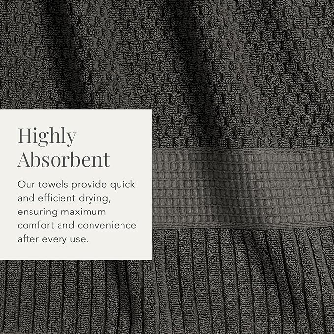 NY Loft 100% Cotton 6 Piece Bath Towel Set | Grey Towels | Oeko-TEX® Standard