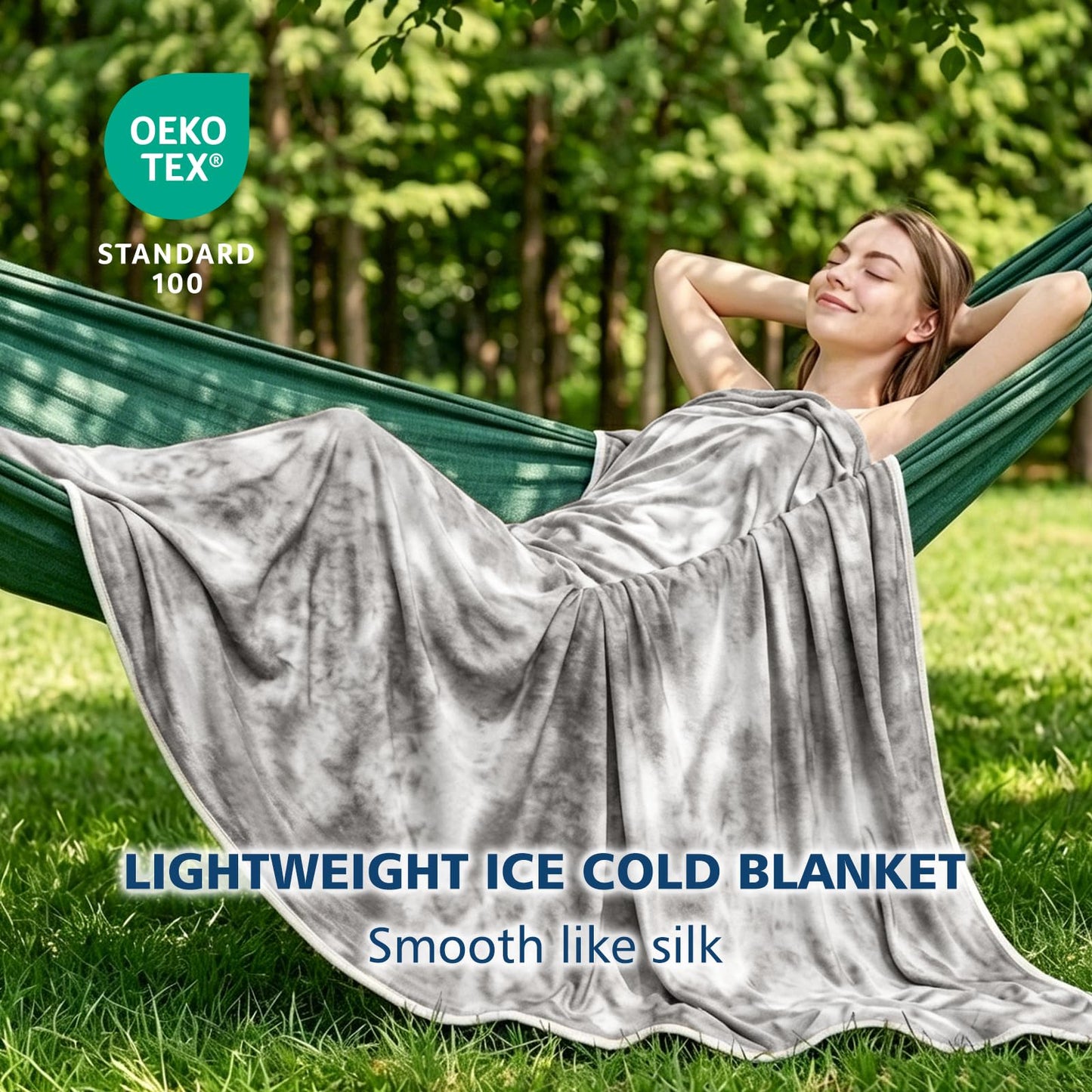 EMME Cooling Blanket Twin Size (60"x80") for Hot Sleepers, Arc-Chill Q-Max 0.45 Cool Fiber, Lightweight Summer Blanket for Night Sweats Relief, Ultra Breathable for Travel Outdoor, Grey