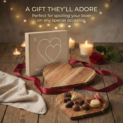 Set of 2 Heart Charcuterie Boards - Acacia Wood Cutting Heart Shaped Charcuterie Board - Mother’s Day Gifts for Mom, Wife, Grandma, Birthday Gifts for Mother & Grandmother