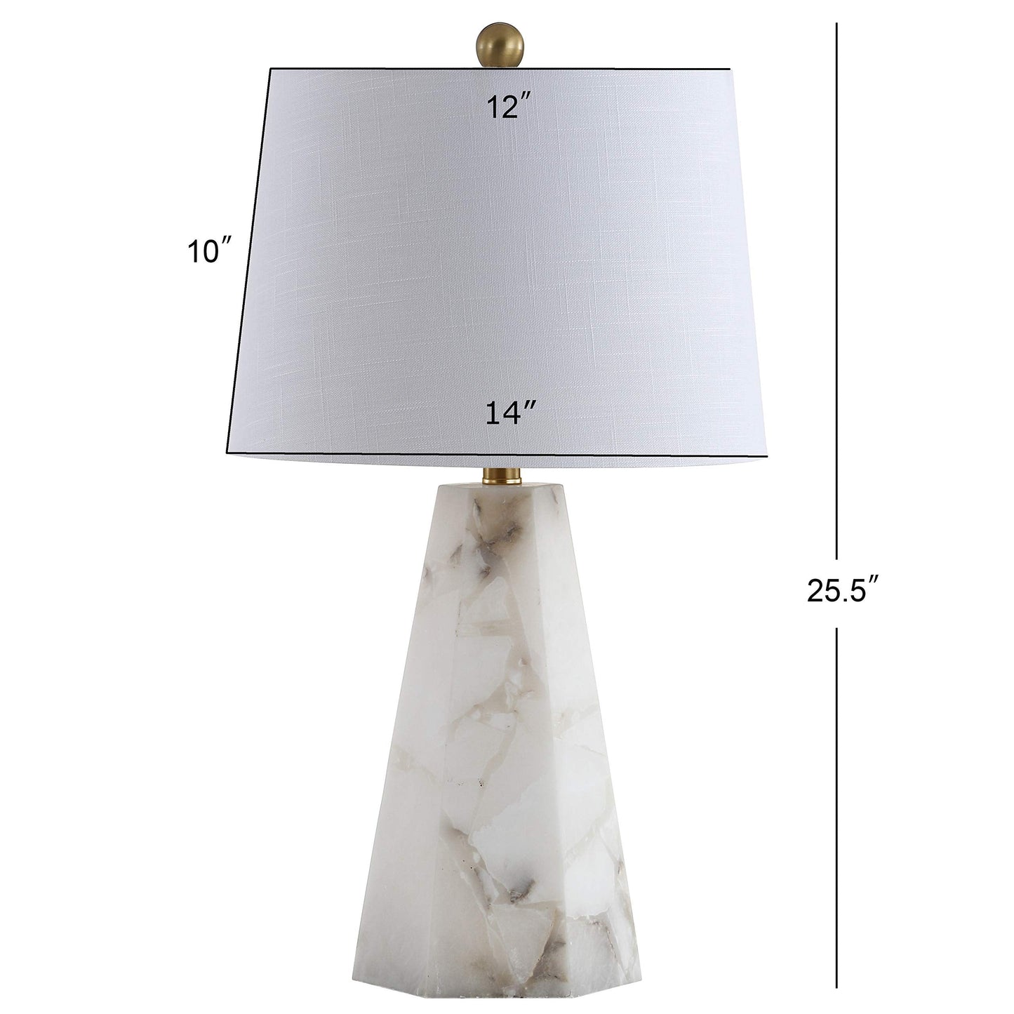 JONATHAN Y 25.5" Natural Alabaster/Brass Gold Modern Table Lamp for Bedroom, White Linen Shade, Contemporary Bedside Nightstand Lamp for Living Room, LED Bulb Included JYL6205A