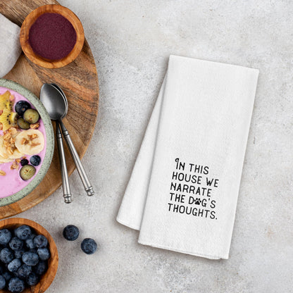 WFSM Dog Gifts Kitchen Towels - in This House We Narrate The Dogs Thoughts, Dog Decor Kitchen Towels, Dog Hand Towels, Dog Dish Towels for Kitchen, Gifts for Dog Lovers, 16×24 Inches