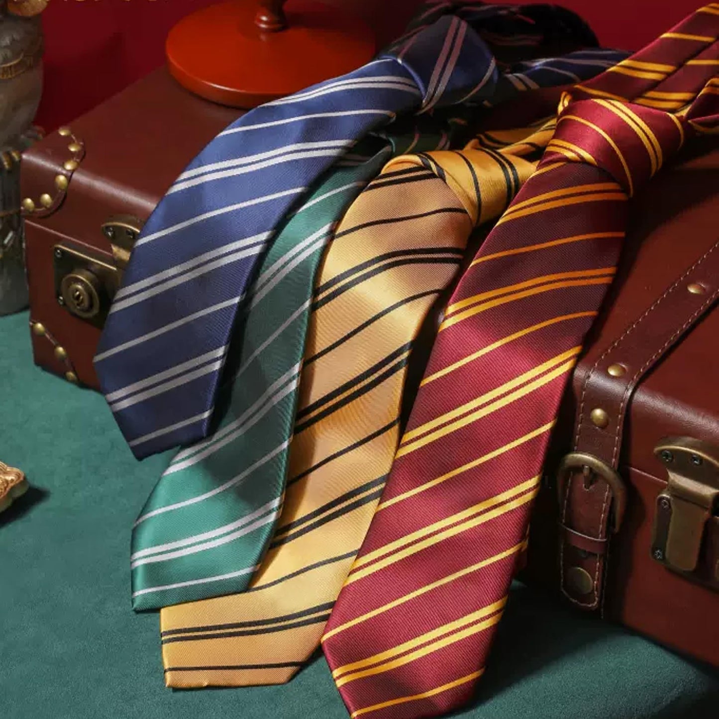 Sawaruita Striped Tie Novelty Cosplay necktie for Magic School- Halloween Costumes Accessories Kids Teens,Women,Men(Deep Red)