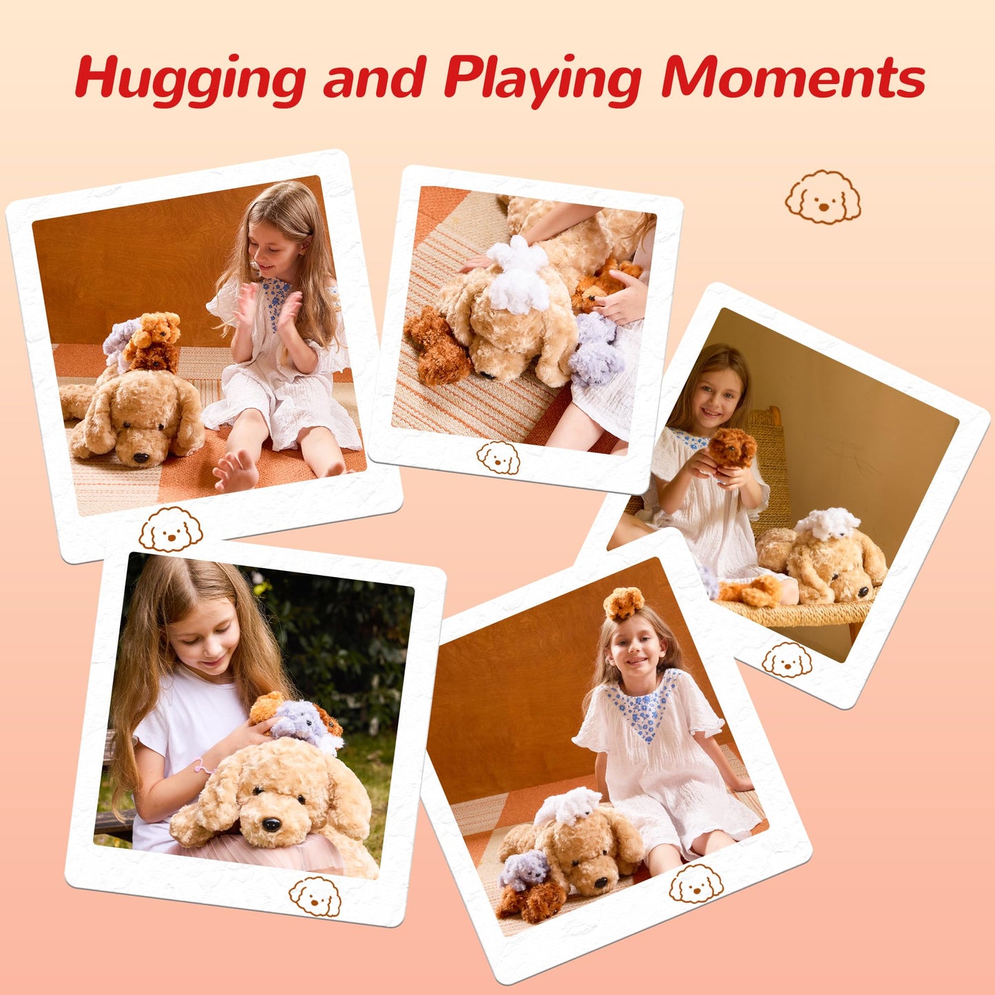 5 Pieces Dog Stuffed Animals for Girls,1 Mommy Dog with 4 Babies,Puppy Stuffed Animals Gifts for Girls 3 4 5 6 7 8 9 Years,Soft Plush Toys for Kids Christmas,Valentine's,Birthday,Children's Day