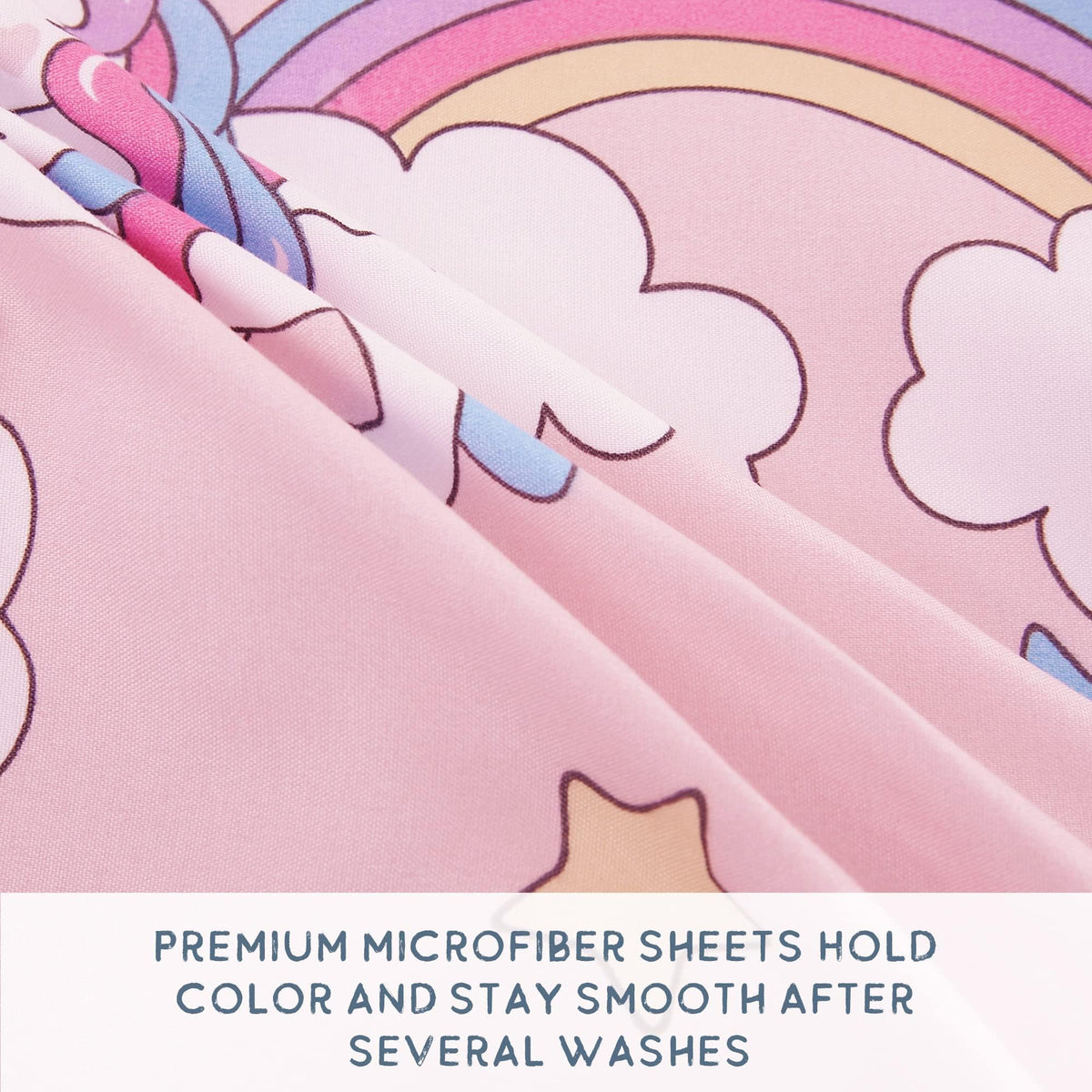 Softan Kids Bed Sheet Set, 3-Piece Twin Sheets Set, Microfiber Fitted Sheet with 15 Inches Deep Pocket and Corner Straps, Breathable & Silky Soft Pink Unicorn Pattern Sheet and Pillowcase Sets