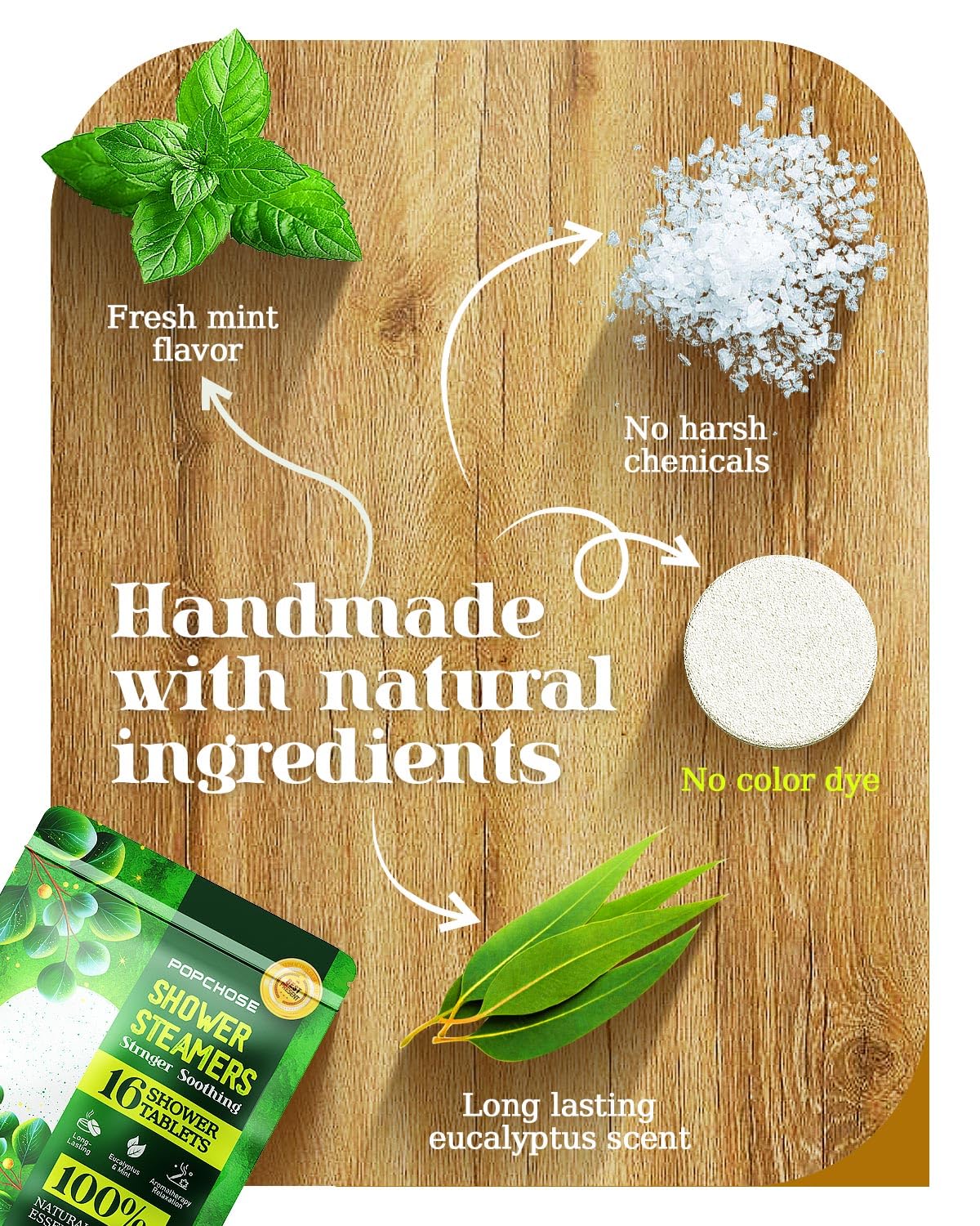 Shower Steamers Aromatherapy POPCHOSE 16 Pack Eucalyptus for Shower, Birthday Christmas Gifts Stocking Stuffers for Adults Her Mom Him, Quick Relief Nasal Congestion, Home SPA & Self Care Relaxation