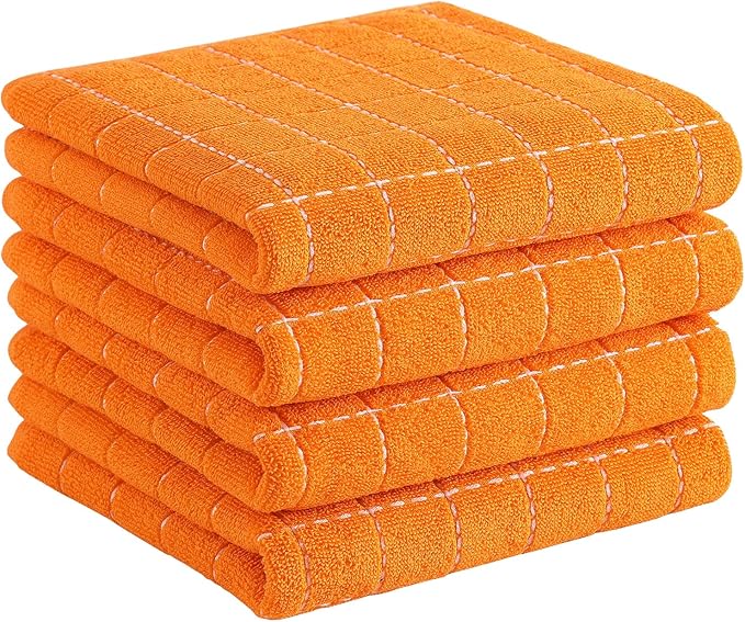 Homaxy 100% Cotton Terry Kitchen Towels, Checkered Designed, Soft and Super