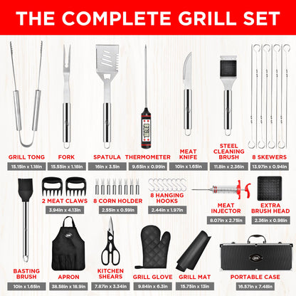 Kaluns BBQ Accessories, Complete Grill Set Dad Gifts for Fathers Day, 40 Pcs Premium Heavy Duty Stainless Steel Barbecue Grill Accessories for Outdoor Grill Gifts for Men