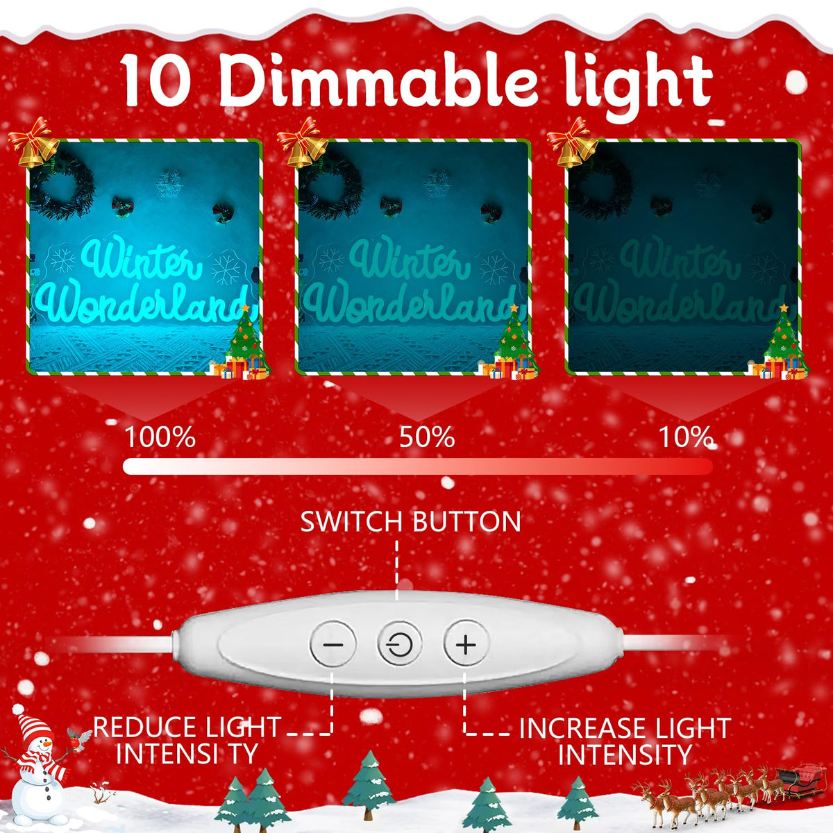 Winter Wonderland Christmas Neon Sign for Wall Decor Christmas Theme Party Decorations Dimmable Winter Wonderland Light Up Sign for Gifts