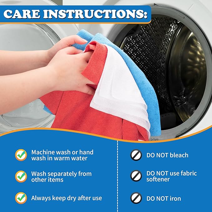 FIXSMITH Microfiber Cleaning Cloth, Shop Towels Bulk, Microfiber Towels