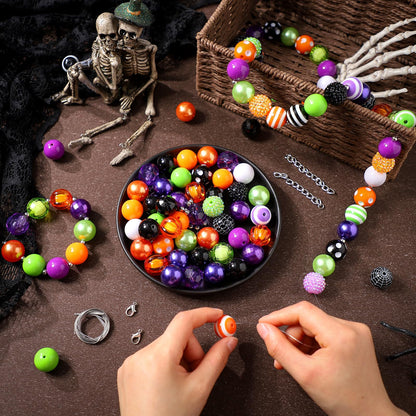 Sasylvia 100 Pcs 20 mm Halloween Rhinestone Bubblegum Bulk Shine Disco Ball Plastic Chunky Loose Round Spacer Beads for Pens Beadable Keychains DIY Project Making Supplies
