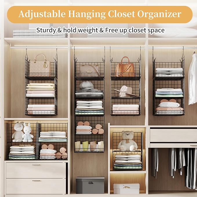 5 Tier Closet Hanging Organizer and Storage Separable Hanging Closet Shelves