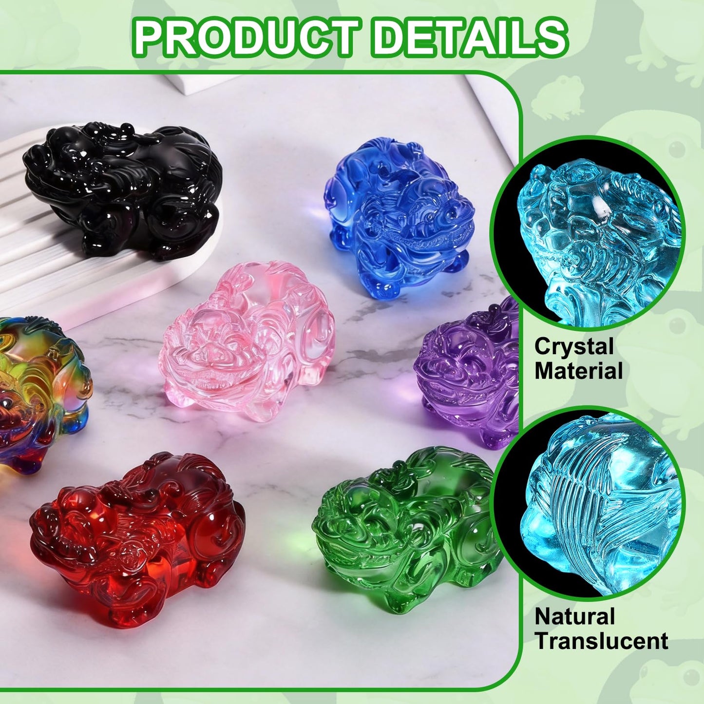 uxcell 2 Pcs Crystal Decorative Ornaments, 1.2" H Chinese Feng Shui Crystal Figurine Mini Pi Xiu Collectible Decor for Table Home Hanging Decorations, Lake Blue