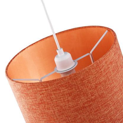 Contemporary and Sleek 12 Inch Rustic Orange Linen Fabric Drum Lamp Shade 60w Maximum | 30cm Diameter | for Table Lamp or Pendant by Happy Homewares