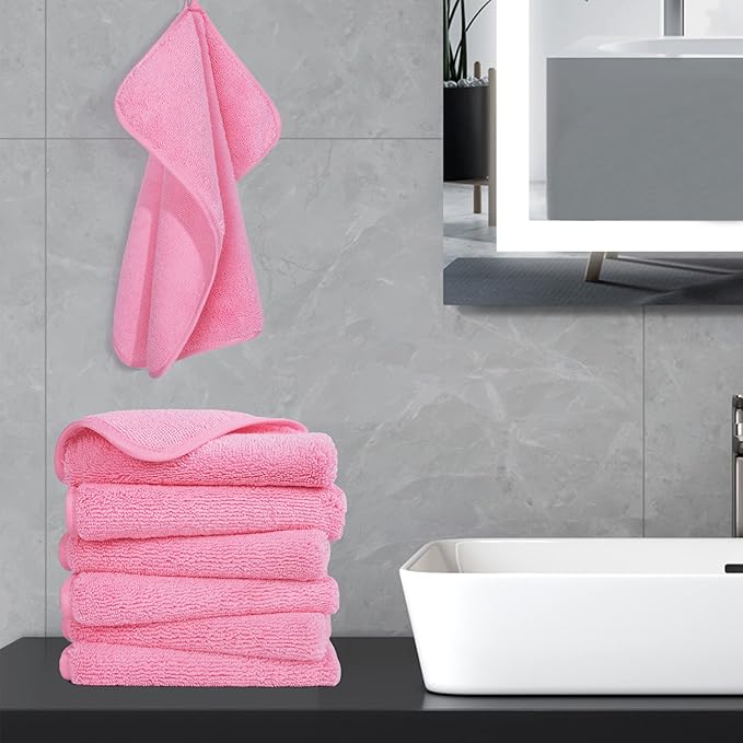 POLYTE Premium Lint Free Microfiber Washcloth Face Towel, 13 x 13 in