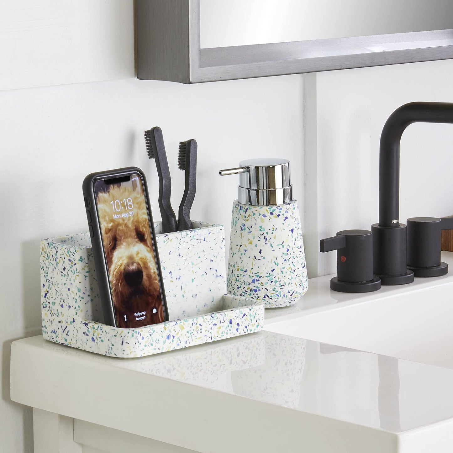 SKL Home by Saturday Knight Ltd. Speckled Terrazzo Toothbrush Holder Storage,Multi