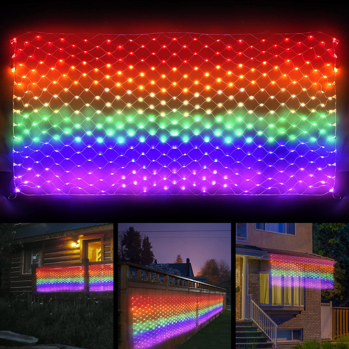 Leisure world Rainbow Pride Flag Lights 384 LEDs – 6.6ft x 3.3ft Waterproof Net Light with 8 Modes for Yard, Garden, Pride Month & Party Decor