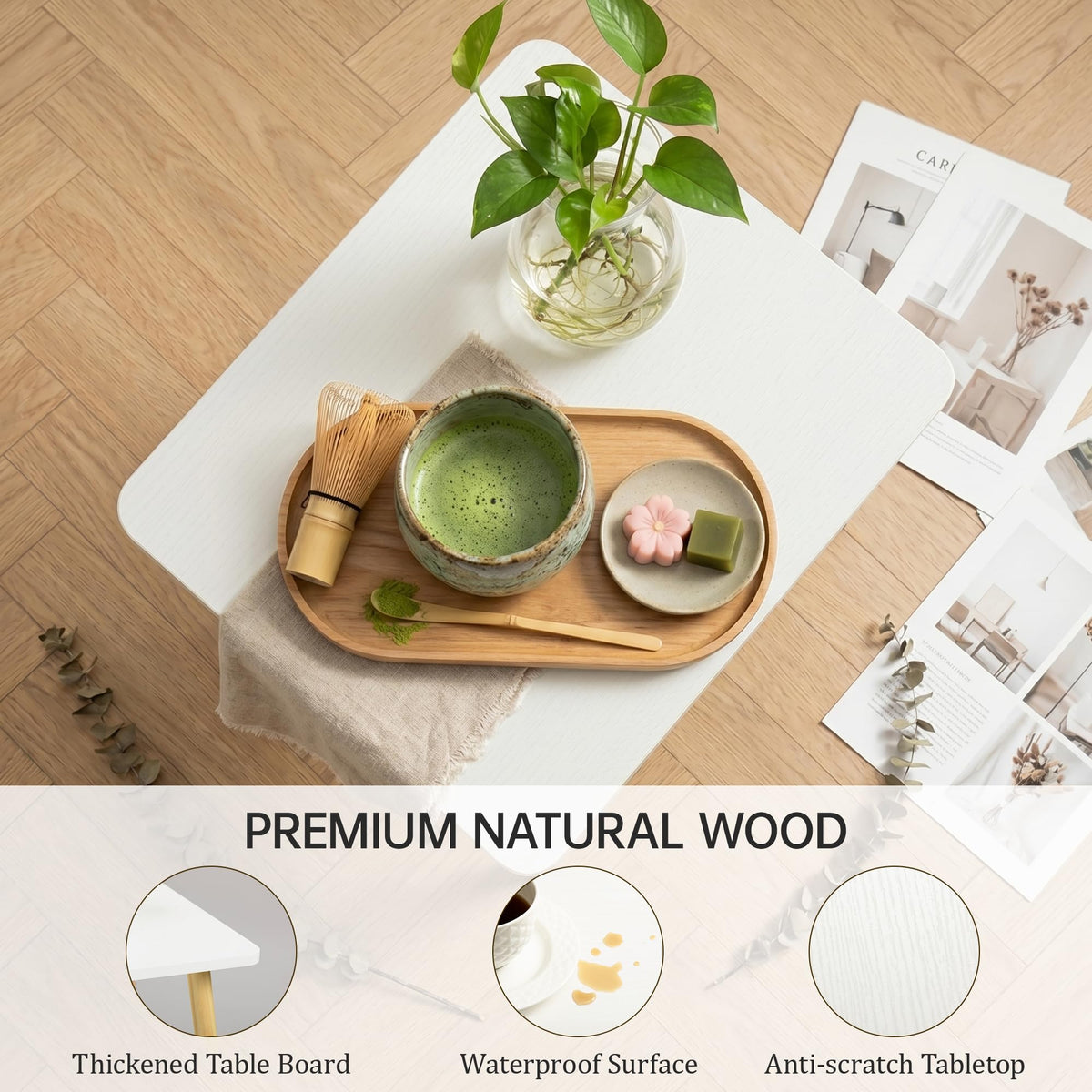 FORAOFUR Small Side Table, Modern Wood Mini Coffee Table, Easy Assembly Compact End Table for Living Room Bedroom Sofa, Minimalist White Accent Furniture for Small Spaces
