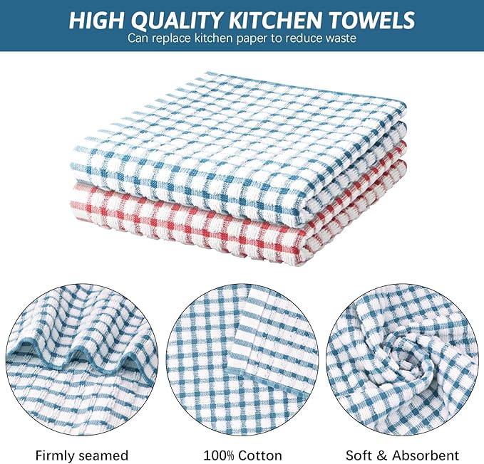 Nialnant 12 Pack Dish Towels for Kitchen, 100% Cotton Soft Dish Rags, Quick
