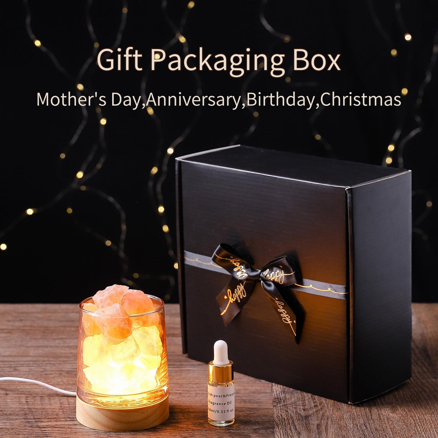 Himalayan Salt Stone Essential Oil Diffuser - Lavender Essential Oil Gift Set - Natural Aromatherapy Diffuser for Home & Office - Stress Relief & Air Purifier - Gift for Women