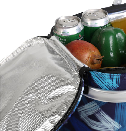 ALLCAMP Picnic Basket - Insulated Cooler, Thickening Foldable Picnic Basket with Removable Baskets & Sewn-in Frame, Basket for House Warming Gifts New Home(Triangle Pattern)