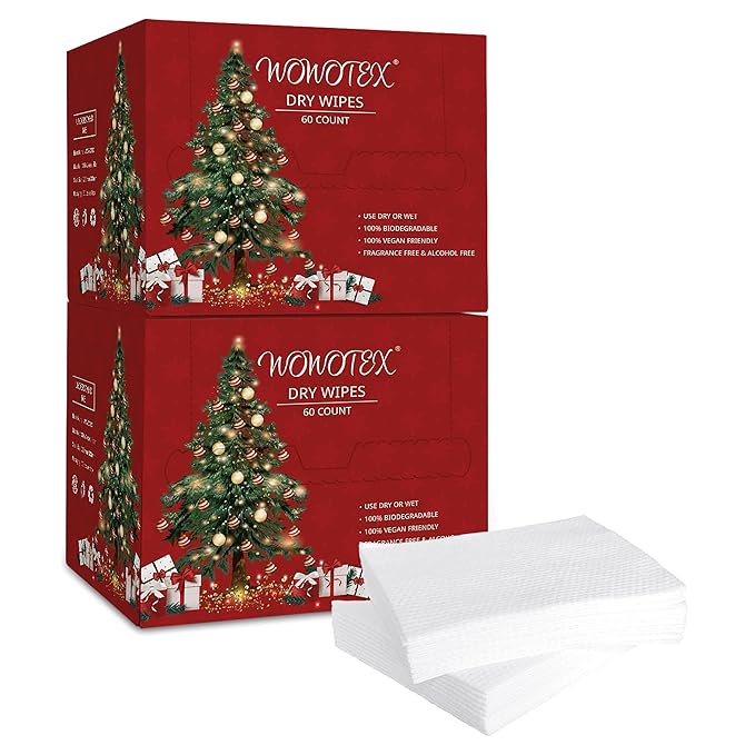 Christmas Style WOWOTEX Disposable Face Towel Biodegradable Large Dry Face