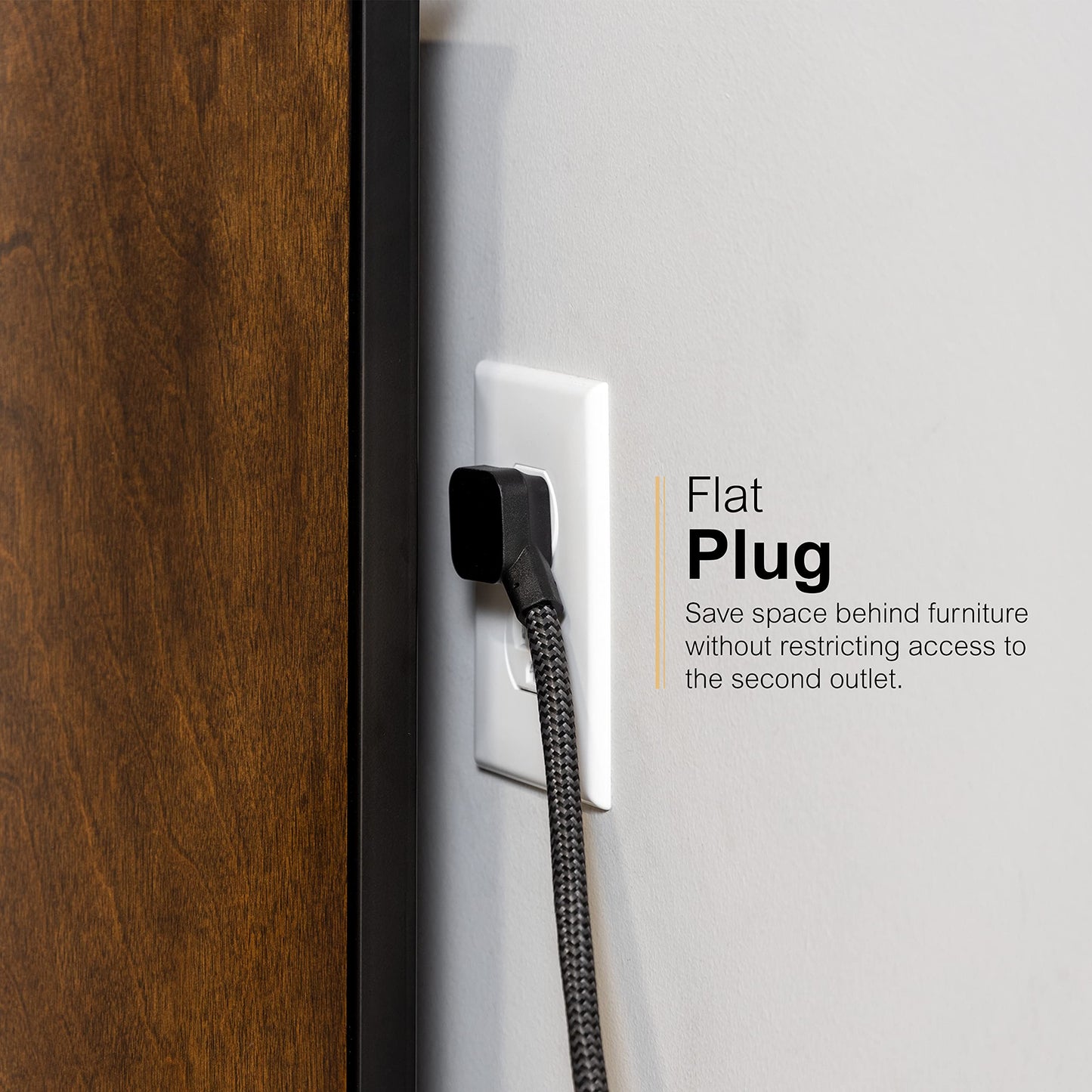 GE 6-Outlet Power Strip with USB, 1 USB-A, 1 USB-C, Outlet Extender, 6 Ft Braided Extension Cord, Flat Plug, Charging Station, Black, 82595