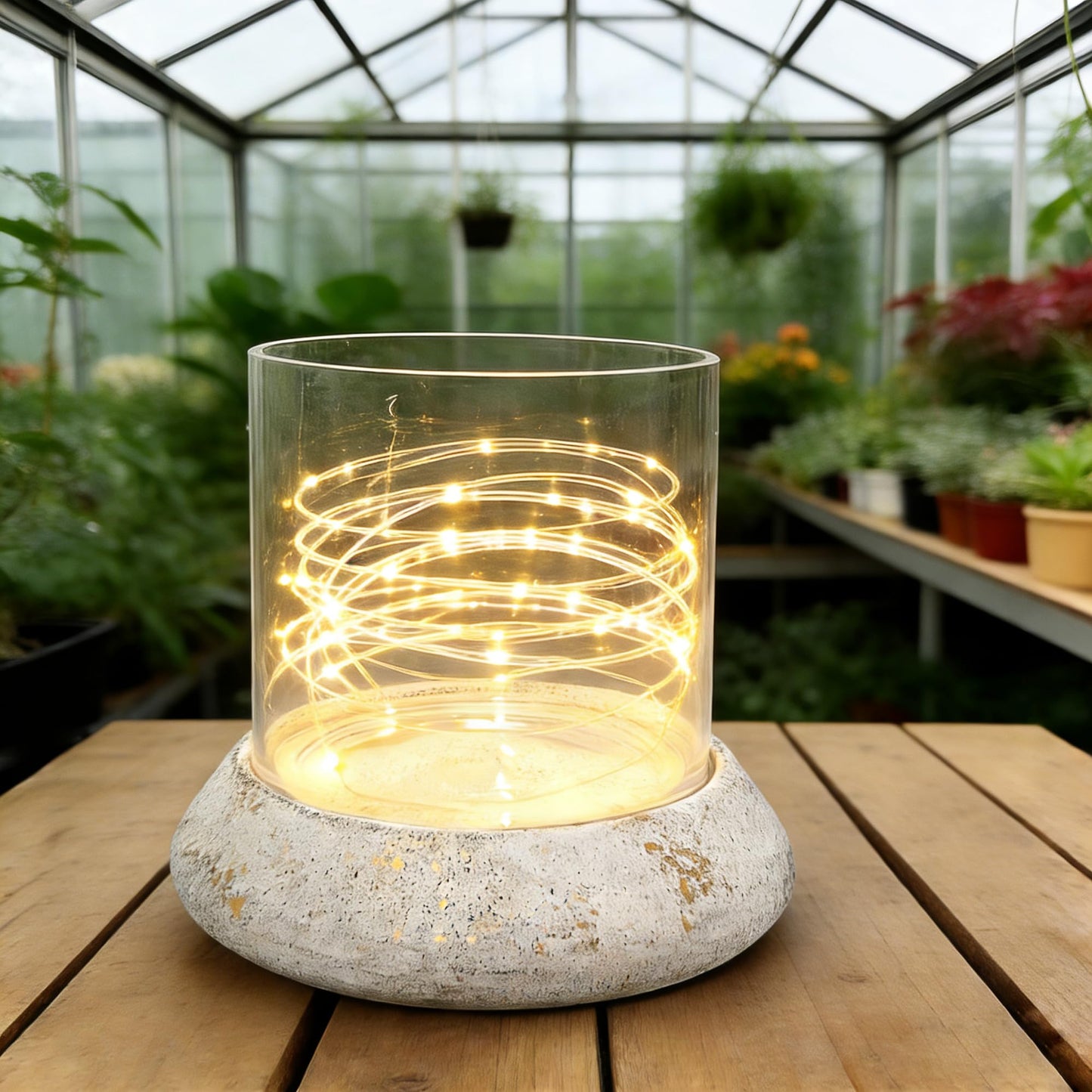 10.5" Farmhouse Glass Hurricane Candle Holder & Glass Vase with Shabby White Metal Base for Pillar & Flower Arrangement, Candlestick Holder, Terrarium, Centerpiece, Console Table, Dining Table, Mantel