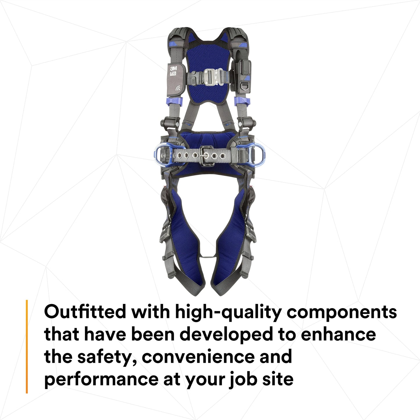 3M 1113130 DBI-SALA ExoFit X300 Comfort Construction Positioning Safety Harness, Construction Fall Protection, Aluminum Back and Hip D-Rings, Auto-Locking Quick Connect Leg and Chest Buckles, X-Large