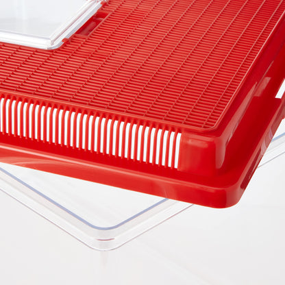 Ferplast Plastic Container for Small Animals GEO EXTRA LARGE Aquarium Tank 11 L for Fishes Terrarium Turtles Insects, Sturdy Plastic, Ventilation Grills, 35,6 x 23,4 x h 22,8 cm Red