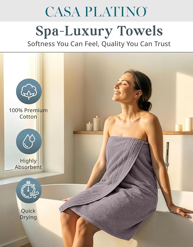 CASA PLATINO 100% Cotton Bath Towel Set 8 Pcs