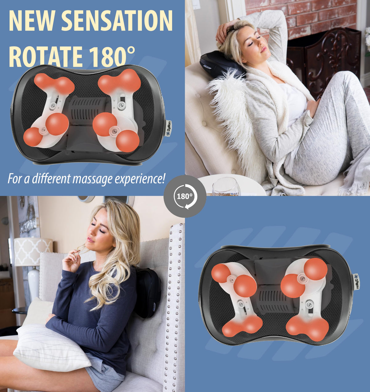 Zyllion Shiatsu Back and Neck Massager with Heat (FSA HSA Eligible) 3D Kneading 8-Node Electric Deep Tissue Massage Pillow for Muscle Pain Relief, Arthritis, Sciatica on Shoulder, Leg, Foot ZMA-25