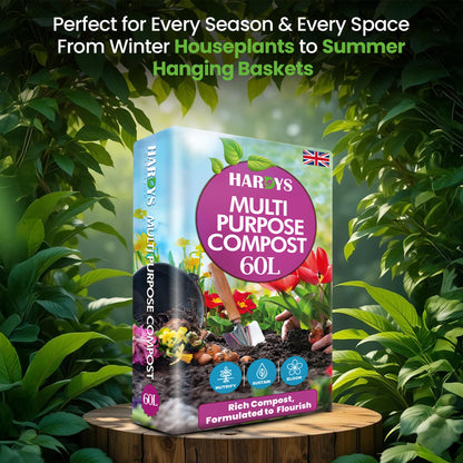 Hardys 60L Multi Purpose Compost - Potting & Seed Compost for Outdoor Plants | All Purpose Indoor Plants Potting | Nutrient Rich Fertiliser for Garden, Pots, Planter Beds