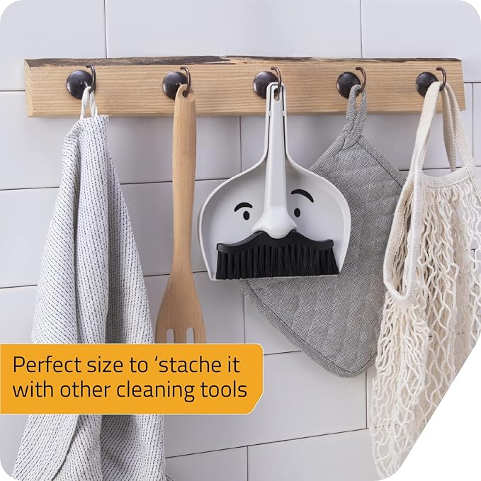 Peleg Design Dustache Small Dustpan and Brush Set, Mini Broom and Dustpan Set
