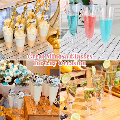 SUREHOME Pink Champagne Flutes Plastic Champagne Glasses Disposable Mimosa Glasses 40 Pack 5 Oz Acrylic Stemware Cocktail Cups Bulk for Valentines Wedding Toasting Engagement Party Supplies